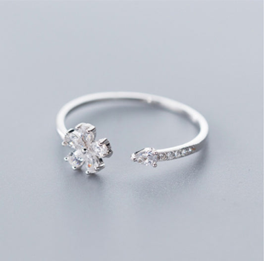 Five-petal Flower Korean Style Silver Ring