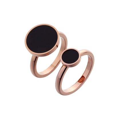 Black Round Index Finger Ring Female Trendy Titanium Steel Color Gold Plated Rose Gold Bracelet