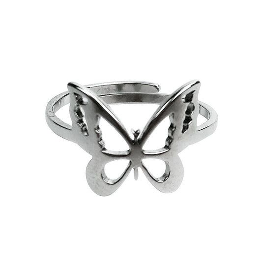 Titanium steel butterfly ring adjustable girl ring couple ring